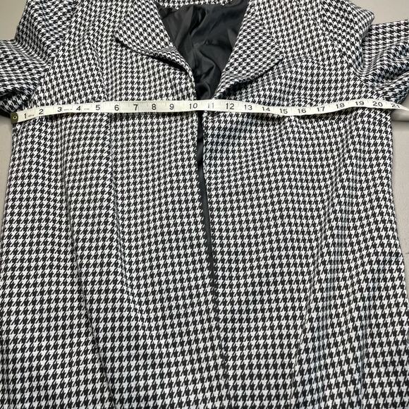 Nine West Open Front Houndstooth Lapel Blazer Jacket Black White Womens Large - Picture 9 of 11
